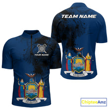 Load image into Gallery viewer, Personalized New York Flag Black Splatter Dart 1/4-Zip  Shirts For Men Custom Dart Team Jerseys NYN2715