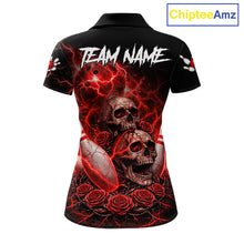 Load image into Gallery viewer, Red Strike Lightning Bowling Custom Team Shirts For Women, Skull Roses Outfit Bowling Team Jersey NYN3071