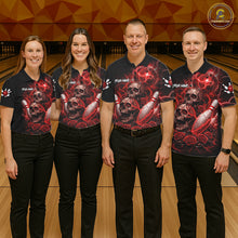 Load image into Gallery viewer, Red Strike Lightning Bowling Custom Team Shirts For Women, Skull Roses Outfit Bowling Team Jersey NYN3071