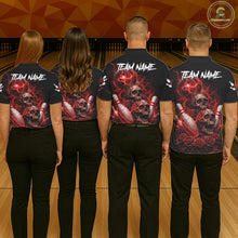 Load image into Gallery viewer, Red Strike Lightning Bowling Custom Team Shirts For Women, Skull Roses Outfit Bowling Team Jersey NYN3071