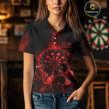 Load image into Gallery viewer, Custom Skeleton Red Flames Dartboard Dart Women Polo Jerseys Lightning Dart Team Shirt NYN1695