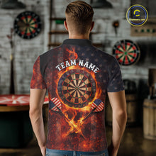 Load image into Gallery viewer, Personalized Mens Dart Polo &amp; Quarter Zip Shirt Fire Flame US Flag Darts Jersey Skull Dart Attire NYN2866