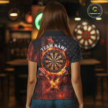 Load image into Gallery viewer, Personalized Womens Dart Polo &amp; Quarter Zip Shirt Fire Flame US Flag Darts Jersey Skull Dart Attire NYN2866