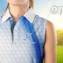 Load image into Gallery viewer, Personalized Blue-Light Twinkle Golf Sleeveless Polo Shirt For Women Custom White Pattern Golf Team Clothes NYN2871