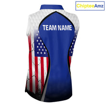 Load image into Gallery viewer, Grunge American Flag Golf Sleeveless Polo Shirts For Women Custom Golf Team Attire For Golfers | Blue NYN3257