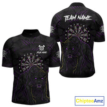 Load image into Gallery viewer, Custom Purple Yellow Tiger Cracked Grunge Dartboard Men Darts Polo Shirt Darts Jersey NYN1973