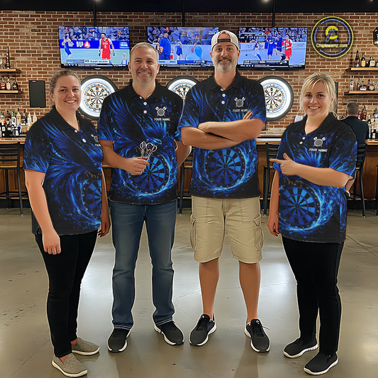 Blue Splatter Funny Eagle Dartboard Darts Quarter-zip Shirt For Men Custom Dart Team Jerseys NYN2521