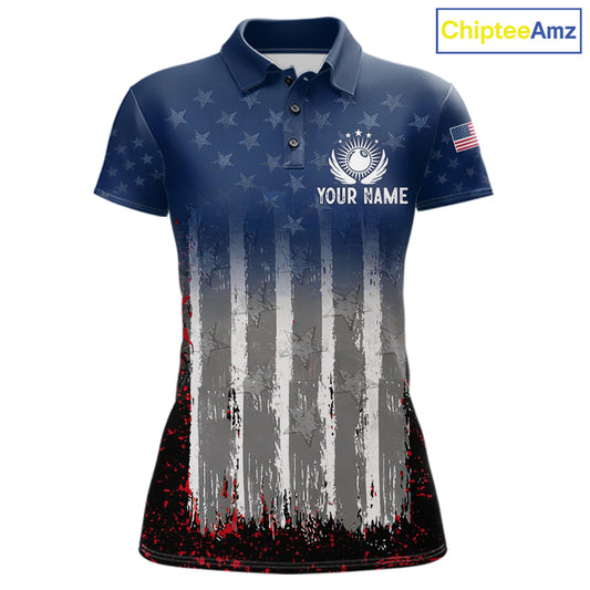 American Flag Cracked 8 Ball Billiard Pool Shirt For Women Custom Grunge Patriotic Billiard Team Jersey NYN3085