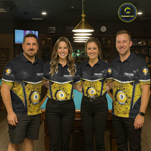 Load image into Gallery viewer, Black And Yellow Grunge Cracked 9 Ball Billiard Pool Shirt For Men Custom 9 Ball Billiard Team Jersey NYN3086
