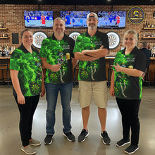Load image into Gallery viewer, Funny Skeleton St Patrick's Day Women  Darts Polo Shirt Custom Flame Shamrock Darts Team Jersey NYN2529