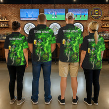 Load image into Gallery viewer, Funny Skeleton St Patrick's Day Women  Darts Polo Shirt Custom Flame Shamrock Darts Team Jersey NYN2529