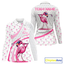 Load image into Gallery viewer, Funny Flamingo Mens Golf Shirt Polo Personalized Pink Argyle Pattern Golf Team Outfits NYN3097