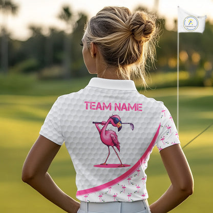 Funny Flamingo Mens Golf Shirt Polo Personalized Pink Argyle Pattern Golf Team Outfits NYN3097