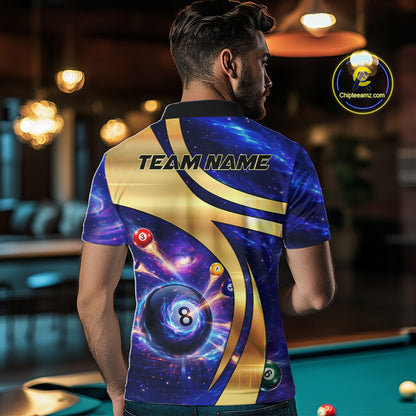 Purple Galaxy Pool 8 Ball Billiard Shirt For Men Personalized Multicolor Light Billiard Apparel NYN2893