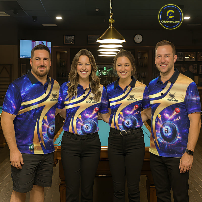 Purple Galaxy Pool 8 Ball Billiard Shirt For Men Personalized Multicolor Light Billiard Apparel NYN2893