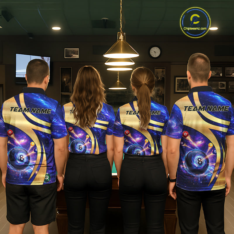 Purple Galaxy Pool 8 Ball Billiard Shirt For Men Personalized Multicolor Light Billiard Apparel NYN2893