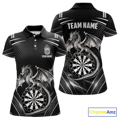 Silver Light Dragon Dartboard Custom Women Darts Polo League Shirts Dragon Dart Jerseys NYN2237