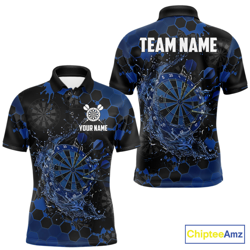 Watering Dartboard Darts Shirt For Men Custom Splatter Blue Hexagon Dart Team Jerseys NYN3117