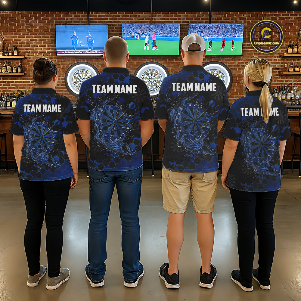 Watering Dartboard Darts Shirt For Men Custom Splatter Blue Hexagon Dart Team Jerseys NYN3117
