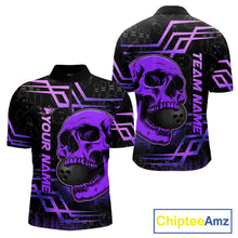 Load image into Gallery viewer, Purple Skull Bowling Ball Shirt For Men Custom Bowling 1/4-Zip Team Attire
