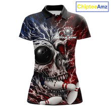 Load image into Gallery viewer, Grunge Skull Women Bowling Polo Shirt Custom Youth Bowling Team Outfits