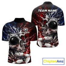 Load image into Gallery viewer, Grunge Skull Mens Bowling Quarter-Zip Shirt Custom Youth Bowling Team Outfits
