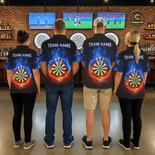 Load image into Gallery viewer, Red And Blue Flames Skull Dartboard Custom Women Darts Polo League Shirts Skull Dart Jerseys NYN2250