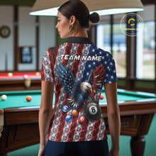 Load image into Gallery viewer, Lightning Thunder US Flag Women Billiard Polo Shirts Custom Eagle 8 Ball Billiard Team Apparel NYN3298