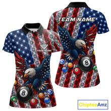 Load image into Gallery viewer, Lightning thunder American flag eagle billiard polo shirt for women