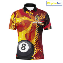 Load image into Gallery viewer, Yellow red splatter duck 8 ball billiard polo shirt for men funny design