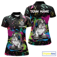 Load image into Gallery viewer, Multi-Color Splatter Funny Bulldog Custom Women Darts Polo League Shirts Dart Team Jerseys NYN2255