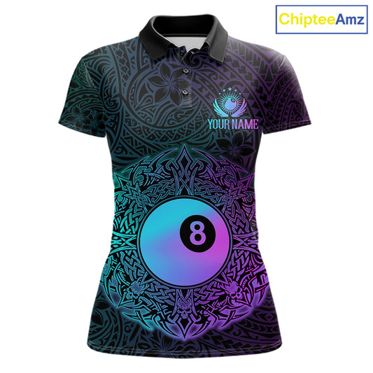 Custom Blue & Purple Tribal 8 Ball Billiard Jersey For Women Billiard Clothes Billiard Team Shirts NYN2924