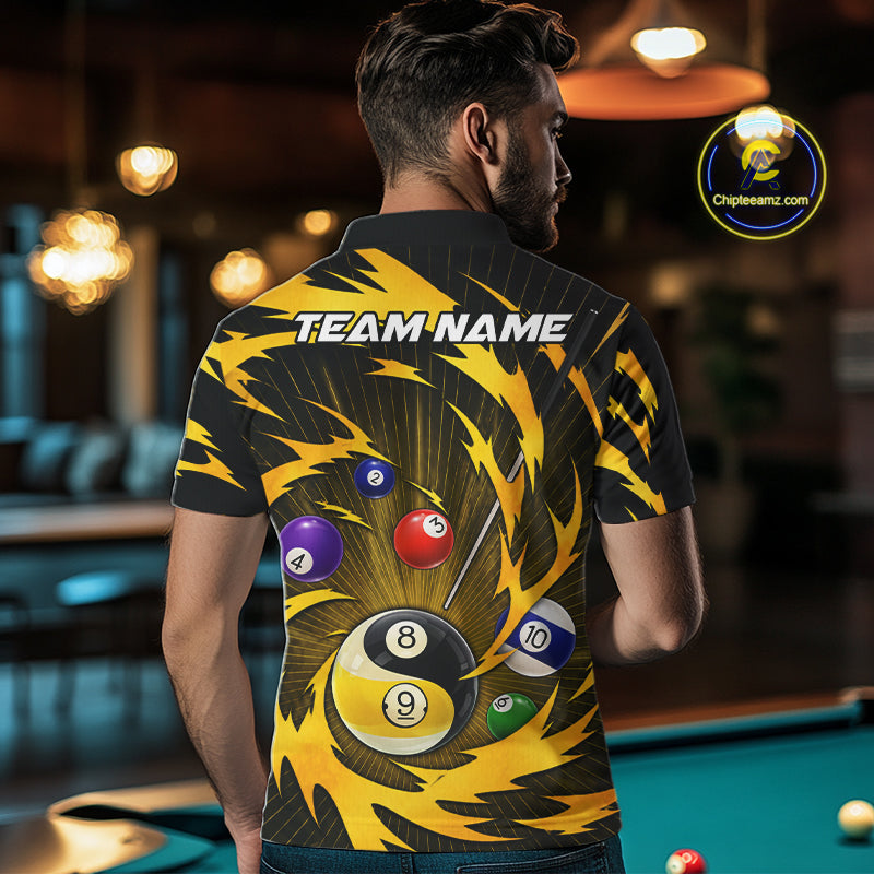 Yellow Tornado Yin Yang Ball Mens Billiard Pool Shirts Custom 8 Ball And 9 Ball Billiard Team Jersey NYN3303