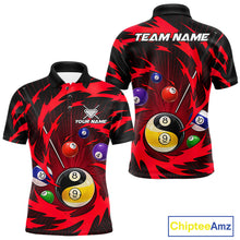 Load image into Gallery viewer, Red tornado yin yang pool shirt for men custom polo billiard team jersey