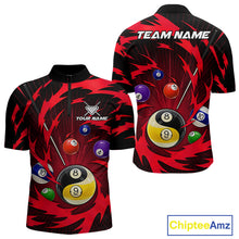 Load image into Gallery viewer, Red tornado yin yang pool shirt for men custom 1/4-zip billiard team jersey