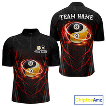 Load image into Gallery viewer, Black and red lightning yin yang billiard 1/4-zip shirt for men custom pool jersey