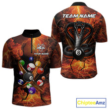 Load image into Gallery viewer, Cobra 8 ball thunder lightning billiard 1/4-zip shirt for men custom orange jersey