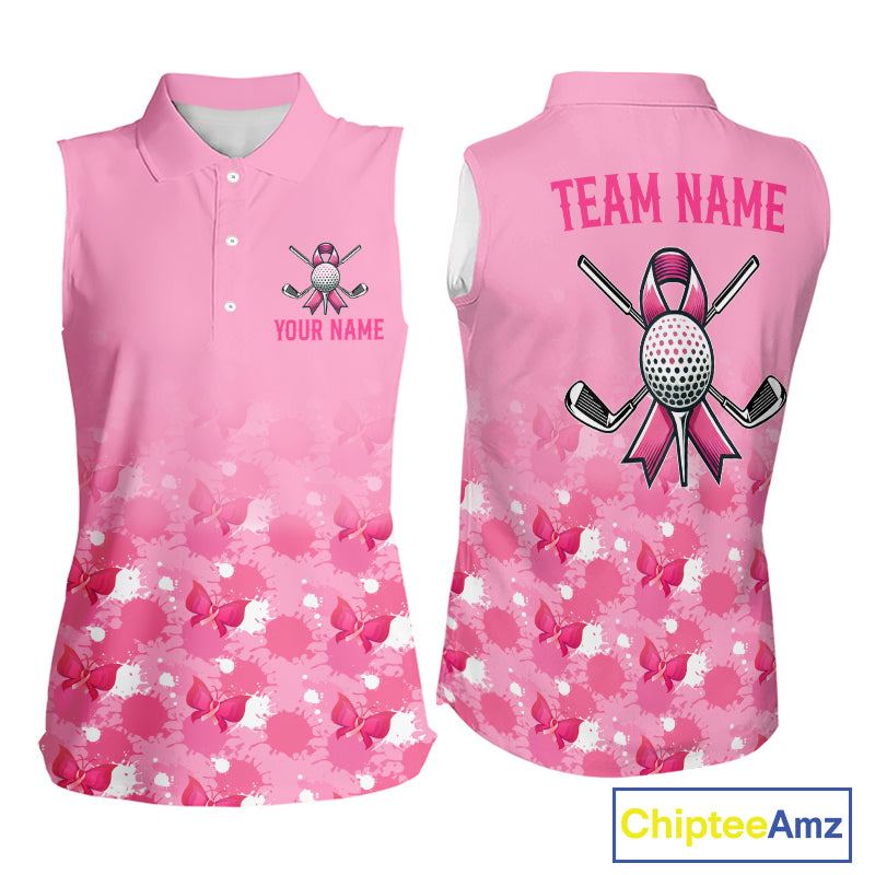 Pink sleeveless sports shirt with customizable text and graphics on a white background