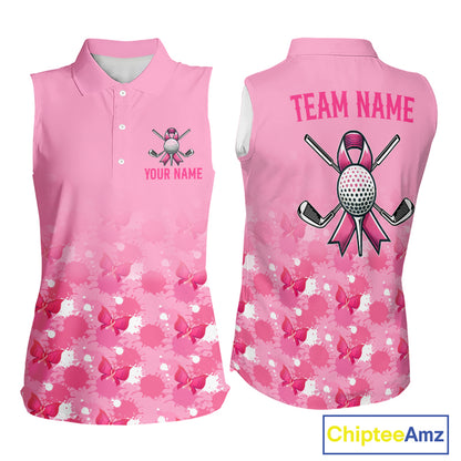 Pink sleeveless sports shirt with customizable text and graphics on a white background