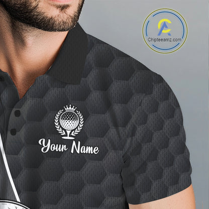 Funny Golfer Polos Team Outfits Black Golf Ball Pattern Jerseys For Men, Best Mens Golf Shirts NYN3316