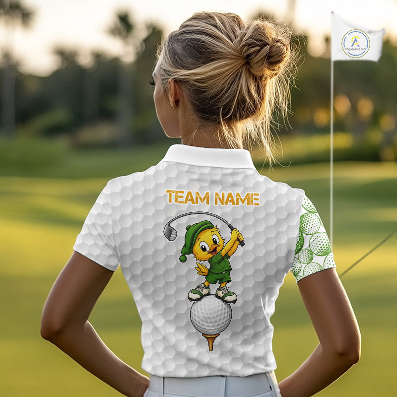Funny Duck Golfer Polos Team Outfits Yellow And Green Golf Jerseys For Women, Best Mens Golf Shirts NYN3317