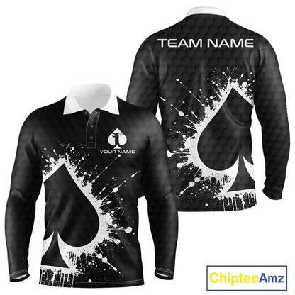 Poker splatter golf polo long sleeve shirt for men custom name golf team apparel