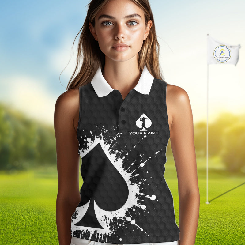 Poker Womens Golf Polo Shirt Custom Name Splatter Poker Golf Top For Team, Golfer Gift For Golfers NYN3325