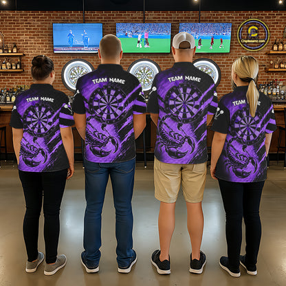 Black And Purple Grunge Scorpion Custom Funny Darts Polo Shirts Women Dart Team Jerseys NYN2274