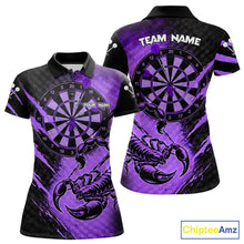 Load image into Gallery viewer, Black And Purple Grunge Scorpion Custom Funny Darts Polo Shirts Women Dart Team Jerseys NYN2274