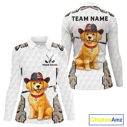 Personalized Cowboy Pattern White Golf Ball Womens Golden Golf Polo Shirts Custom Name Golf Gifts NYN3151