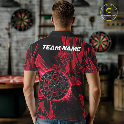 Red Broken Glass Dartboard Lightning Dart Shirt Custom Dart Jersey For Men, Gifts For Dart Players NYN3336