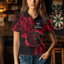 Load image into Gallery viewer, Red Broken Glass Dartboard Lightning Dart Shirt Custom Dart Jersey For Women, Gifts For Dart Players NYN3336