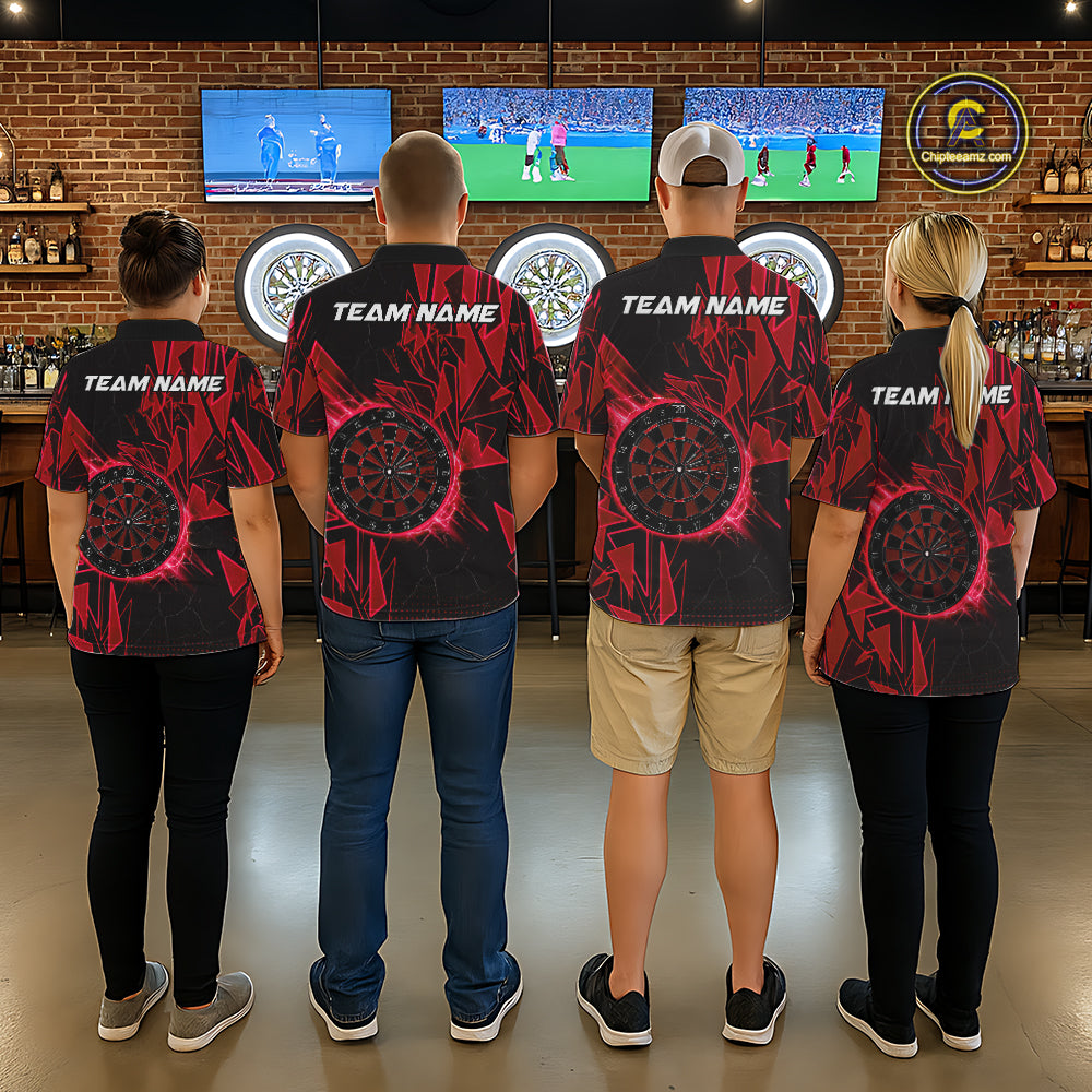 Red Broken Glass Dartboard Lightning Dart Shirt Custom Dart Jersey For Women, Gifts For Dart Players NYN3336