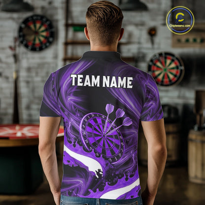 White And Purple Smoking Men Dart Polo & 1/4-Zip Shirt Custom Splatter Dart Team Clothing NYN3341